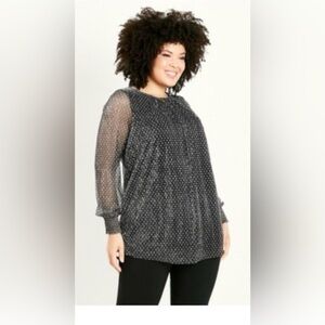 EVANS Womens Black Lined Elastic Cuffs
Long Sleeve Round Neck Tunic Top Plus 14